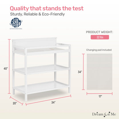 Dream On Me Jax Universal Changing Table, White , 34x20x40 Inch (Pack of 1)