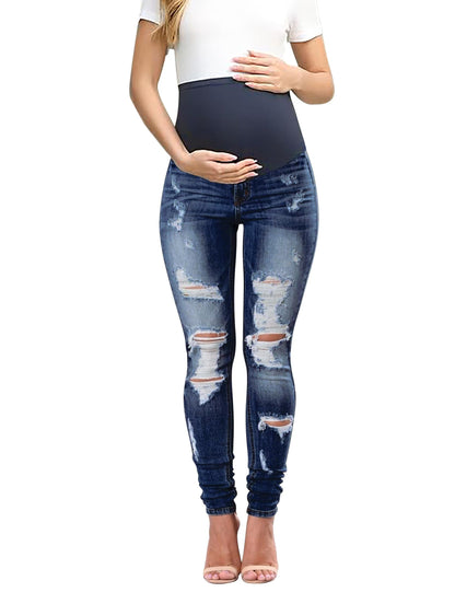BISUAL Maternity Jeans Over The Belly Slim Stretch Maternity Pants Casual Maternity Work Pants