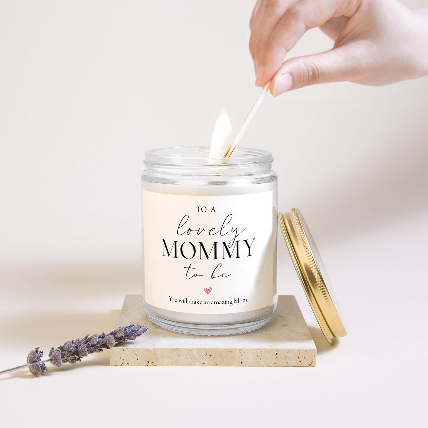 First Mothers Day Gifts, Mom to Be Gift, Pregnancy Gifts for Expecting Moms - Lavender Scented Candle, Lovely New Mom Gift, Best Present for Expectant Moms