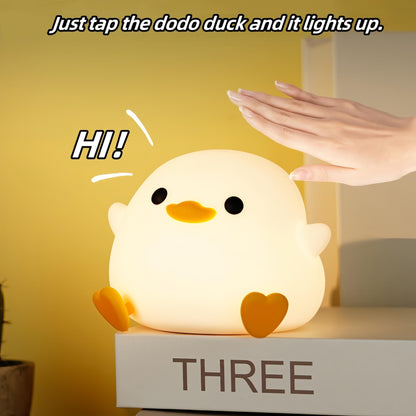 DuDu Duck Night Light, Cute Duck Lamp, Squishy Silicone Nightlight for Bedrooms with 30 Minutes Timer, Rechargeable Bedside Lamp with Touch Control for Bedrooms, Living Room