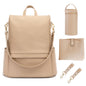 Leather Diaper Bag Backpack with USB Charging port, Changing Pad, Stroller Straps, and Bottle Holder (Brown Olivia)