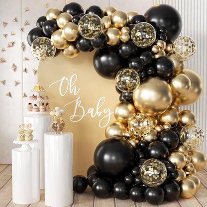 155Pcs Sage Green White Gold Balloon Garland Arch Kit with Gold Confetti Balloons for Graduation Baby Shower Decor Happy Birthday Party Wedding Jungle Decorations