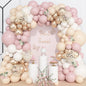 Ouddy Life 157 Pcs Boho Dusty Pink Balloons Arch Garland Kit, Blush Neutral Pink Sand White Metallic Gold Different Size Balloon for Girls Baby Shower Birthday Wedding Gender Reveal Party Decorations
