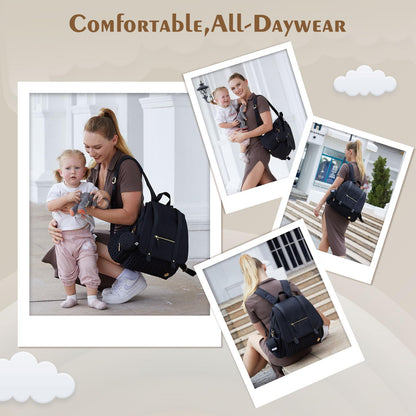 Diaper Bag BackPack Large Capacity Travel Mommy Bag Waterproof and Stylish with Changing Pad Baby Bag for Women and Girls