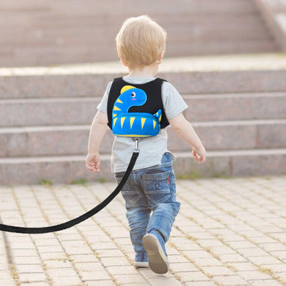 Accmor Toddler Harness with Leash, Cute Dinosaur Kids Harness + Anti Lost Wrist Link, Mini Child Harness Leash Wristband Strap Belt Protector for Baby Boys Girls to Outdoor Travel (Blue)