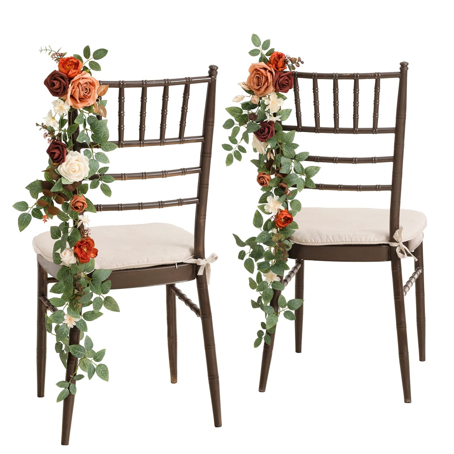 Ling's Moment 10pcs Wedding Chair Decorations Aisle Floral Swag Artificial Pew Flowers Hanging Garland Pink Blush & Cream For Ceremony Reception Church Rose Floral Faux Arrangement Party Outdoor Decor