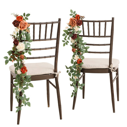Ling's Moment 10pcs Wedding Chair Decorations Aisle Floral Swag Artificial Pew Flowers Hanging Garland Pink Blush & Cream For Ceremony Reception Church Rose Floral Faux Arrangement Party Outdoor Decor