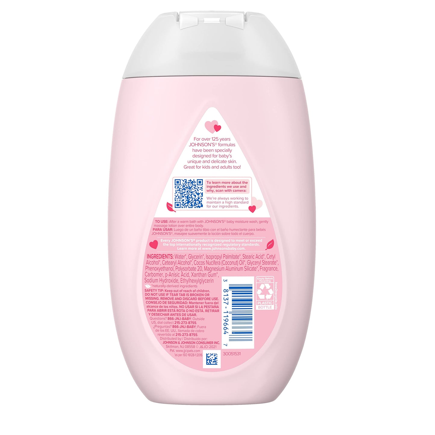 Johnson's Moisturizing Mild Pink Baby Lotion with Coconut Oil for Delicate Baby Skin, Dye-Free, Hypoallergenic & Dermatologist-Tested, Baby Skin Care, 13.6 fl. oz