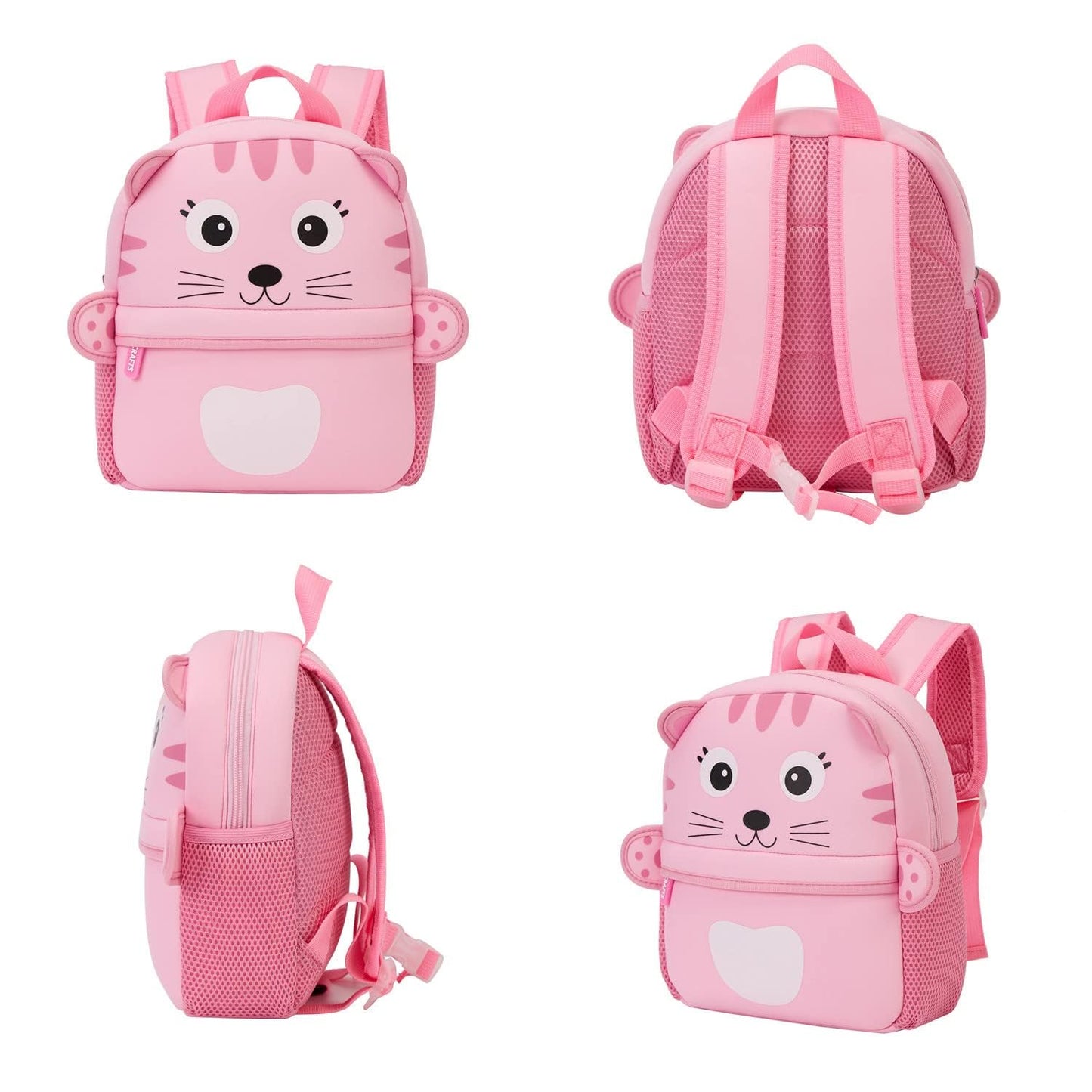 KK CRAFTS Preschool Toddler Backpack with Leash, 3D Cute Cartoon Neoprene Animal Schoolbag for Kids Boys Girls(Pink Dinosaur)