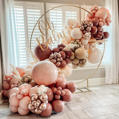 Dusty Pink Brown Balloon Garland Nude Tan Pink Rose Gold Metallic Double Stuffed Dusty Rose Mauve Blush Beige Balloon Arch Kit for Baby Shower Birthday Bridal Wedding Party Decoration