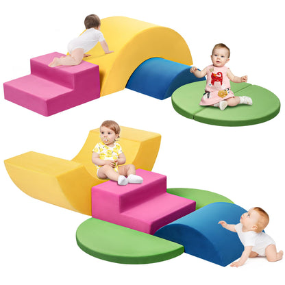 Toddler Climbing Toys Indoor, 7-Piece Colourful Foam Climbing Blocks, Soft Play Climbing for Toddlers, Modular Crawling & Sliding Play Set for Toddlers 1-3 Years Old
