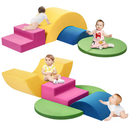 Toddler Climbing Toys Indoor, 7-Piece Colourful Foam Climbing Blocks, Soft Play Climbing for Toddlers, Modular Crawling & Sliding Play Set for Toddlers 1-3 Years Old
