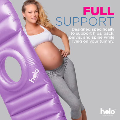 HOLO The Original Inflatable Pregnancy Pillow - Full Body Maternity Airbed/Float with Hole for Tummy - Sleeping Support & Comfort - Say Goodbye to Pregnancy Related Aches and Pains (White Sand)