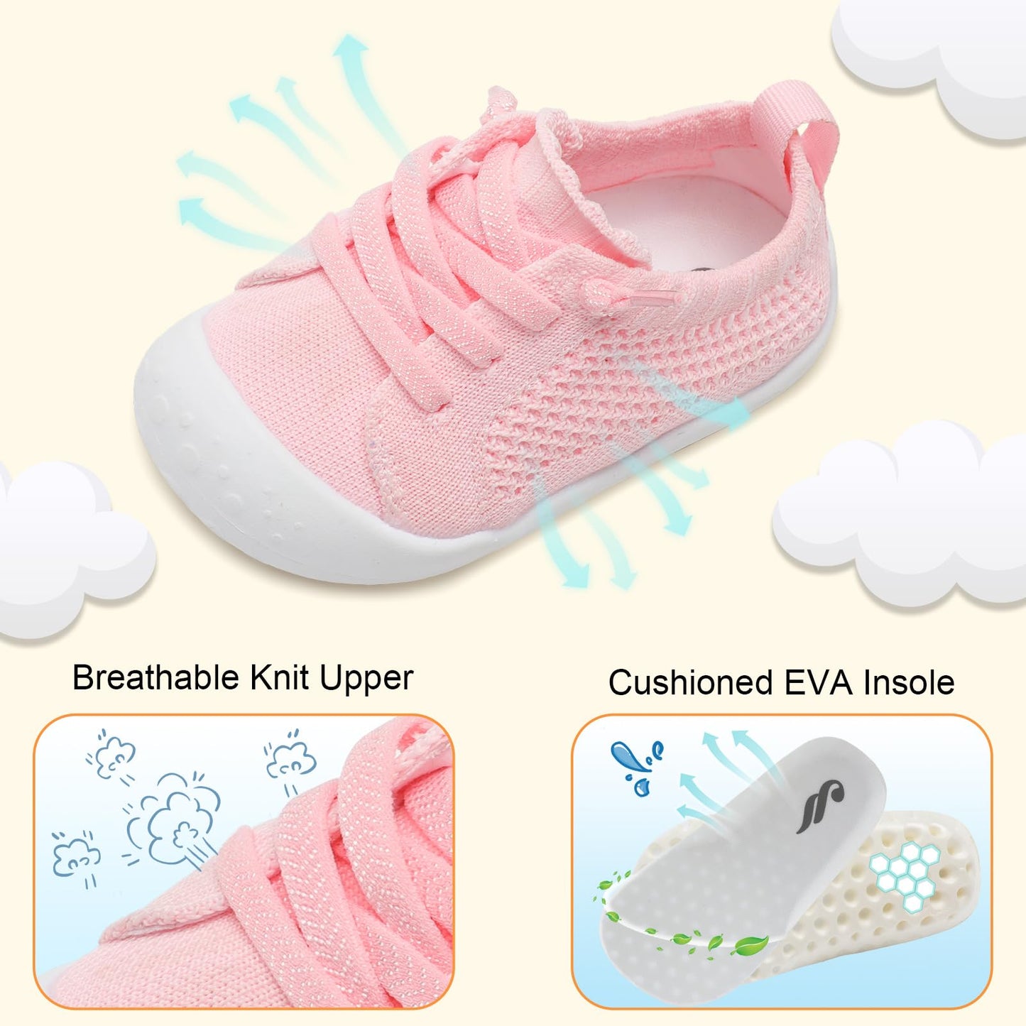 JIASUQI Baby Shoes for Toddler Boys Girls Sneakers Slip on Walking Shoes for Babies