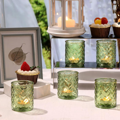 LAMORGIFT 12 PCS Blue Tealight Holders - Blue Votive Candle Holders for Wedding Party Decorations - Bulk for Wedding Reception, Bridal Shower, Baby Shower Party Decor