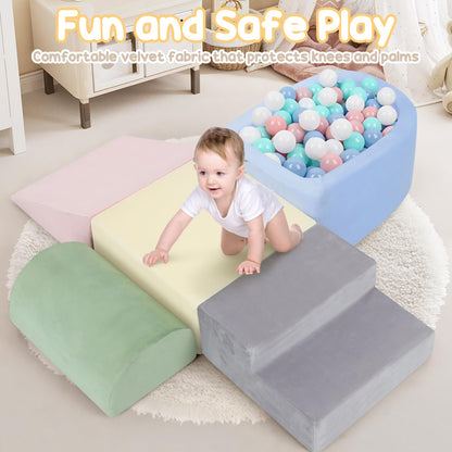 Foam Climbing Blocks for Toddler, Toddler Climbing Toys Indoor, Kid Baby Climbing Toys Blocks with Ball Pit for Baby, Soft Play Set Playground (Balls not Included)