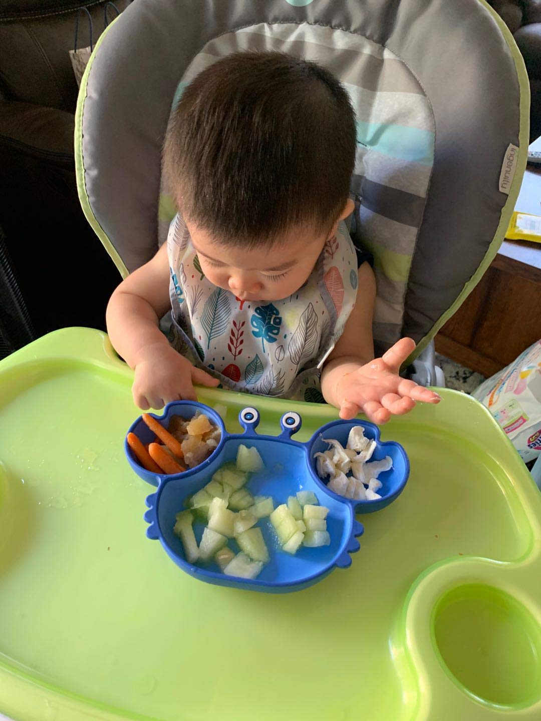 Silicone Suction Plate for Toddlers - Self Feeding Training Divided Plate Dish and Bowl for Baby and Toddler, Fits for Most Highchairs Trays, BPA Free Microwave Dishwasher Safe