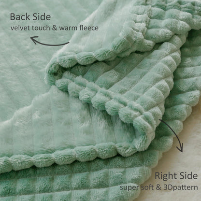 HOMRITAR Baby Blanket for Boys Girls Fleece Super Soft Plush Fuzzy Cozy Toddler Blanket with Square 3D Jacquard Grid Design Luxury Lightweight Bed Blanket for Newborn Infant Cream, 30 x 40 Inch
