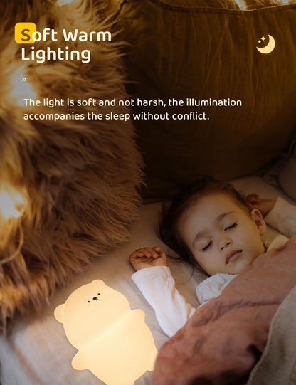 Nursery Night Light, RGB Bunny with 7 Colors & 3 Dim Levels, Rechargeable Silicone, Room Decor & Kids Gift