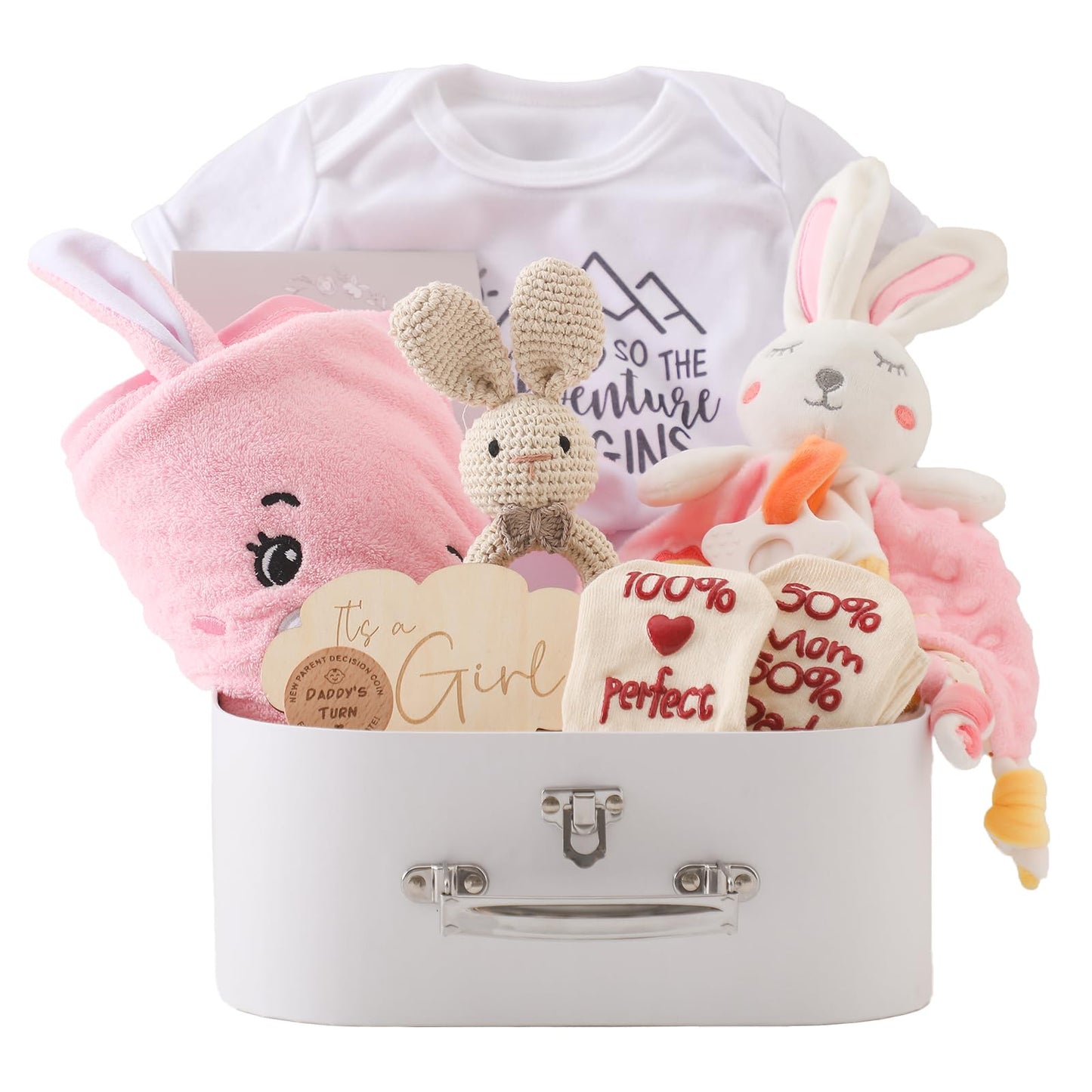 Bopoobo Baby Shower Gifts for Boys - New Born Gifts, Unique Essentials: Onesie, Blanket, Rattle, Lovey, Socks, Decision Coins, Milestone