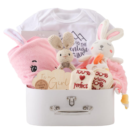 Bopoobo Baby Shower Gifts for Boys - New Born Gifts, Unique Essentials: Onesie, Blanket, Rattle, Lovey, Socks, Decision Coins, Milestone