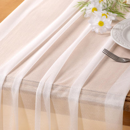 Socomi Blush Pink Gauze Table Runner Chiffon Like Wedding Table Runner 120 inches Long Boho Rustic for Bridal Shower Decorations Baby Shower