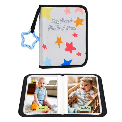 Baby's My First Photo Album for Baby Holds 21 4x6 Photos, Baby Photo Album Soft Cloth Family Book, My First Family Album for 4x6 Baby Shower Kids Toddlers Family Pictures, Toddler Photo Album (Blue)