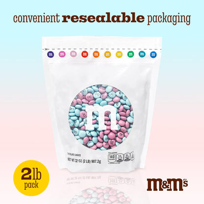 M&M'S World It's A Boy Milk Chocolate Candy 2lb Bag with White and Blue M&M'S for Baby Boy Showers Gender Reveal Parties and Baby Celebration Favors