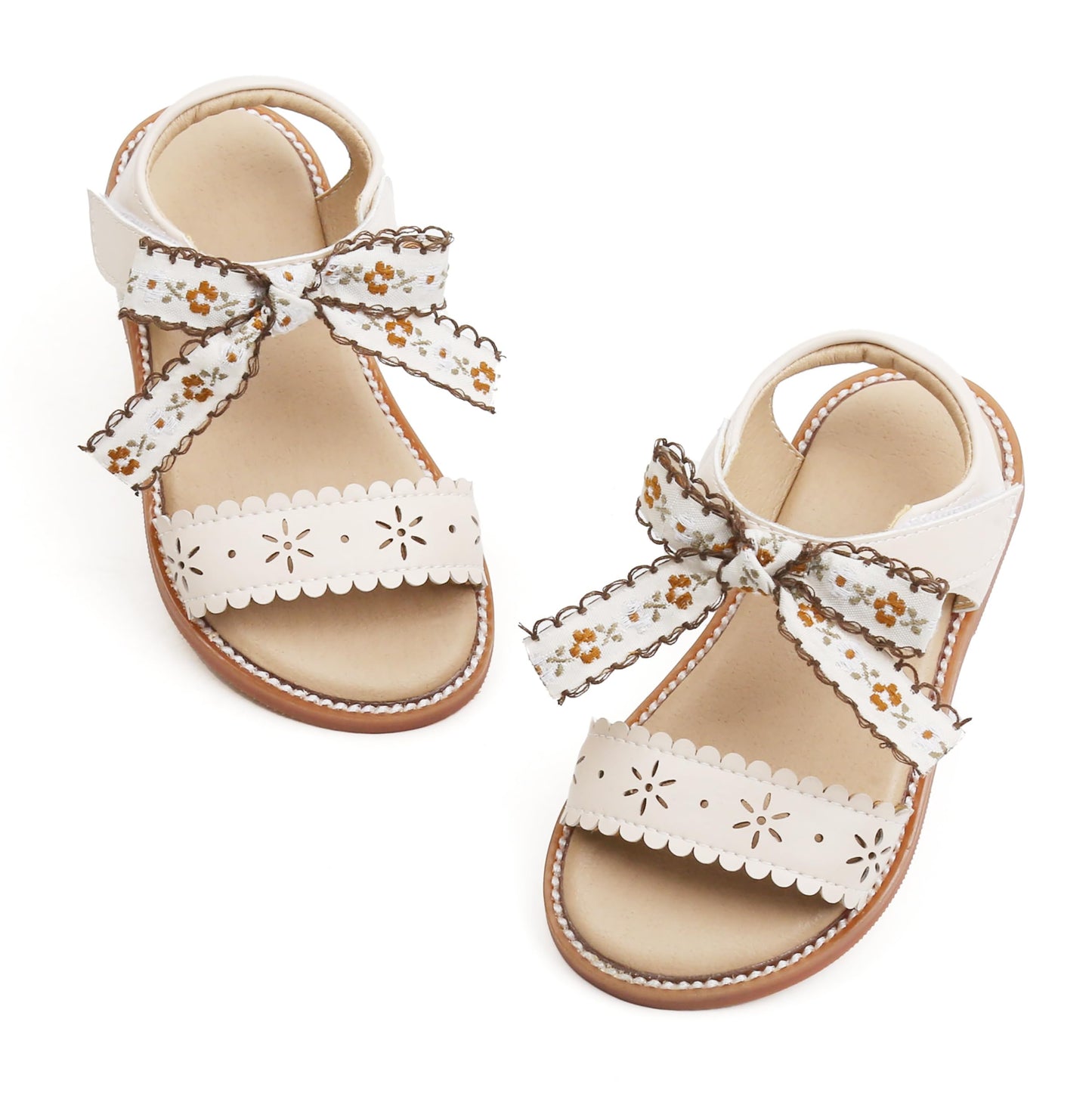 Felix & Flora Toddler Girls Sandals Soft Rubber Flats Summer Baby Flower Girl Shoes.