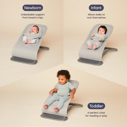 Ergobaby Evolve 3-in-1 Mesh Bouncer, Adjustable Multi Position Baby Bouncer Seat, Fits Newborn to Toddler, Grey Mesh