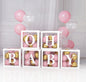 Baby Shower Decorations for Girl and Boy - 6 Clear Boxes with OH and BABY Stickers - Gender Reveal Transparent Box for Balloons, Birthday, Bridal Shower And Wedding Decorations
