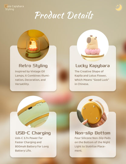 Cute Chibi Flame Lamp, Anime Cozy Lights, Retro Rechargeable Night Light, Decor, Cute Desk Accessories, Gifts