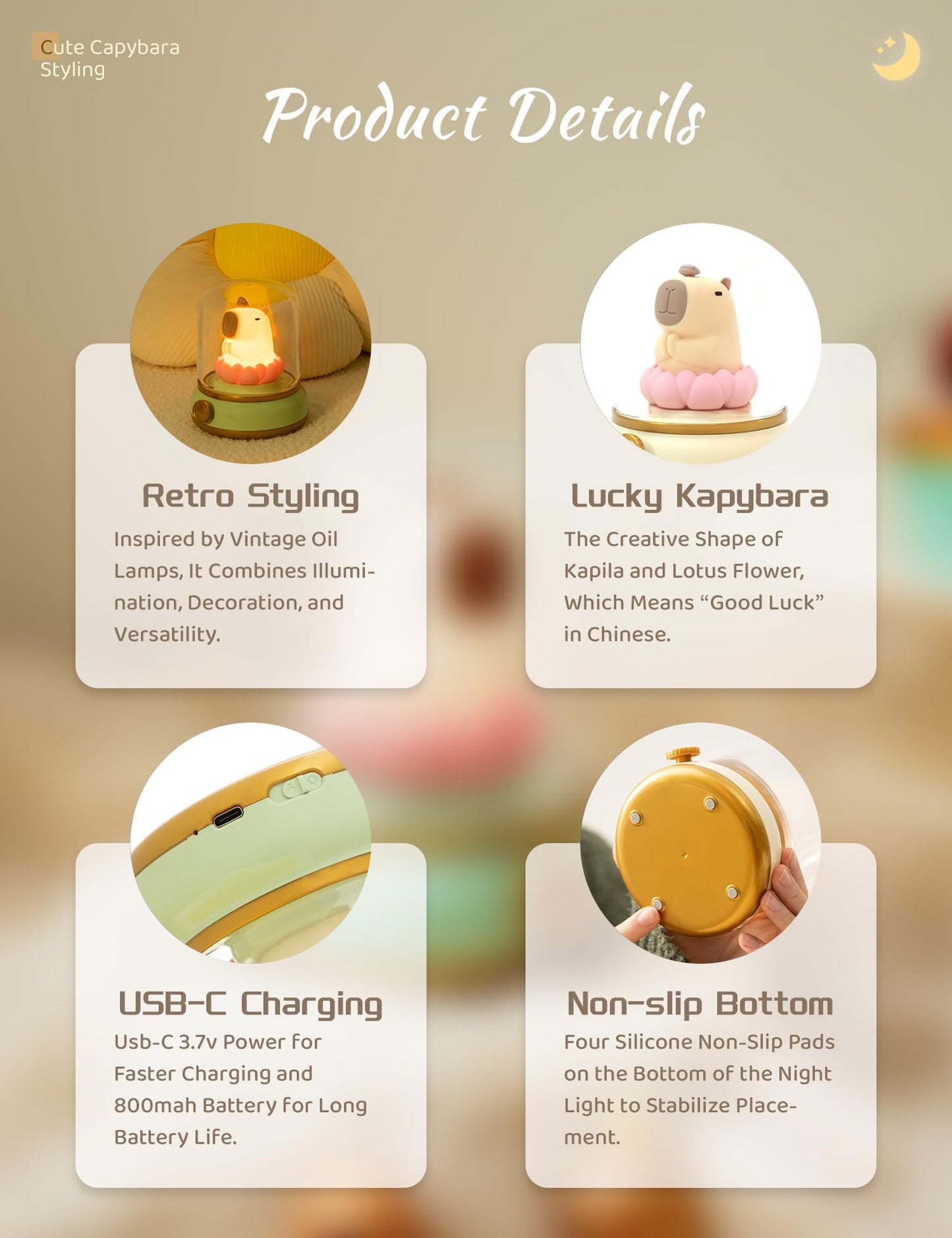 Cute Chibi Flame Lamp, Anime Cozy Lights, Retro Rechargeable Night Light, Decor, Cute Desk Accessories, Gifts