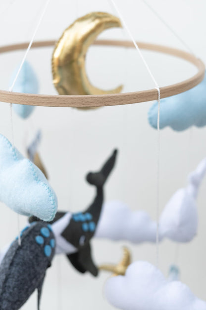 Girl Teddy Bear Mobile for Crib, Felt Ball Mobile Bear Crib Mobile Pink Bear Baby Shower, Gift Baby Nursery Decor Kids Mobile, Bear Stars Bird Mobile Mobile arm is NOT Included