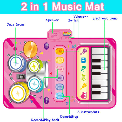 Toys for 1 Year Old Girl Gifts,2 in 1 Piano Mat Montessori Toys for 1 2 Year Old Girl,Educational Musical Toy First Birthday Gifts for 1 2 3 Year Old Girls,Christmas Stocking Stuffers for Toddler Girl