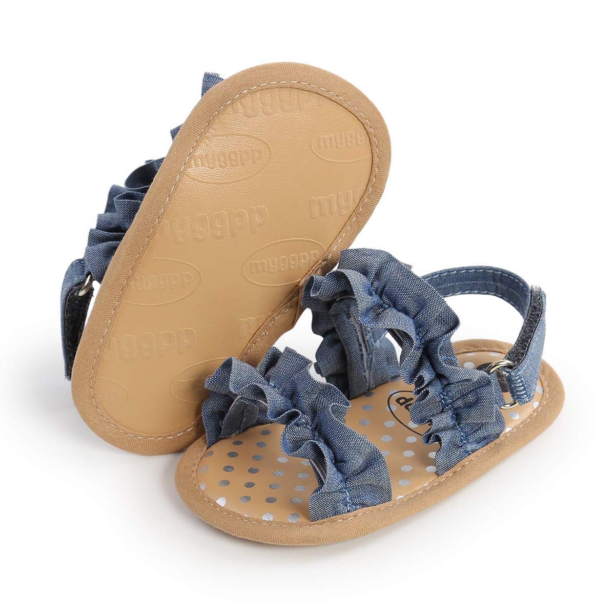 COSANKIM Infant Baby Girls Summer Sandals with Flower Soft Sole Newborn Toddler First Walker Crib Dress Shoes