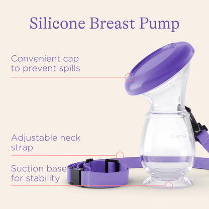 Lansinoh Manual Breast Pump, Hand Pump with Comfortable Flange for Breastfeeding Essentials, Includes Baby Bottle for Feeding, 5oz