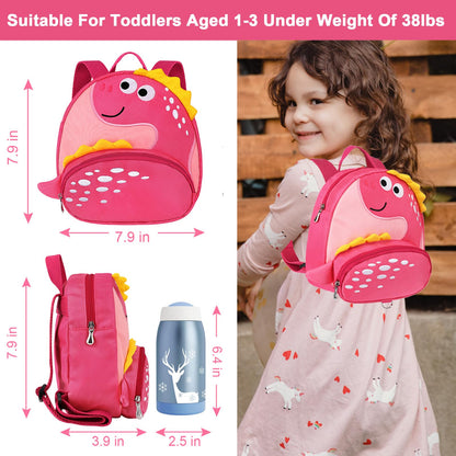 Accmor Toddler Harness Backpack Leash, Cute Dinosaur Backpacks with Anti Lost Wrist Link, Cute Mini Child Backpack Wristband Tether Strap and Protection Leashes for Boys Girls Aged 1-3 Years