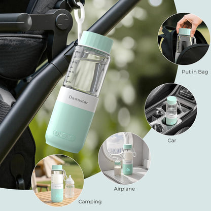 Portable Bottle Warmer for Travel, 8oz Portable Milk Warmer for Breast Milk & Water, Fast Heating & USB-C Rechargeable, Healthy Glass Bottle for Baby