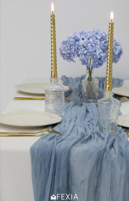 FEXIA Beige Cheesecloth Table Runner 35x120 Inches Ivory Gauze Rustic Boho Spring Easter Table Runner for Engagement Party Decorations Bridal Shower Wedding Party First Communion Centerpiece