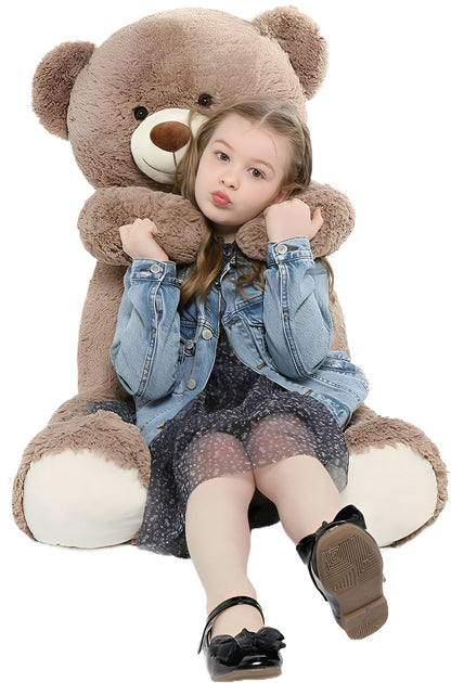 Tezituor 59" Gaint Teddy Bear Stuffed Animal,5ft Life Size Big Teddy Bears,Light Brown Cute Soft Plush Toy,Gifts for Kids Girls Boys Girlfriend Valentine,Christmas,Birthday,Baby Shower,Wedding Party