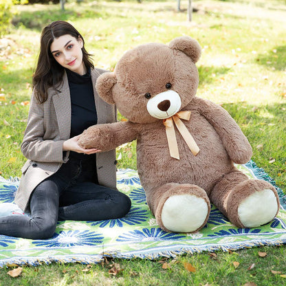 Tezituor 59" Gaint Teddy Bear Stuffed Animal,5ft Life Size Big Teddy Bears,Light Brown Cute Soft Plush Toy,Gifts for Kids Girls Boys Girlfriend Valentine,Christmas,Birthday,Baby Shower,Wedding Party