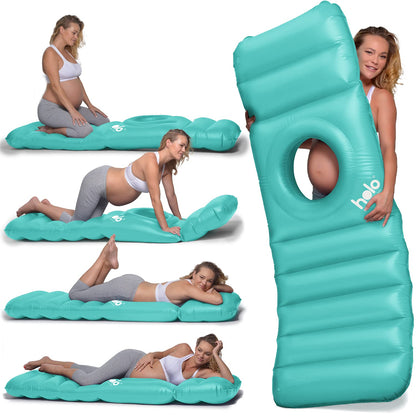 HOLO The Original Inflatable Pregnancy Pillow - Full Body Maternity Airbed/Float with Hole for Tummy - Sleeping Support & Comfort - Say Goodbye to Pregnancy Related Aches and Pains (White Sand)