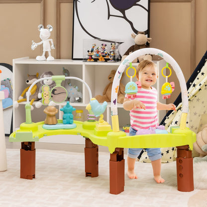 HOMGX Baby Bouncer Activity Center, 3 in 1 Baby Jumper Center & Infant Playtime Mat & Activity Table w/Baby Toys, 3 Adjustable Heights & 360° Rotatable Seat, Exersaucer for Toddlers (Green)