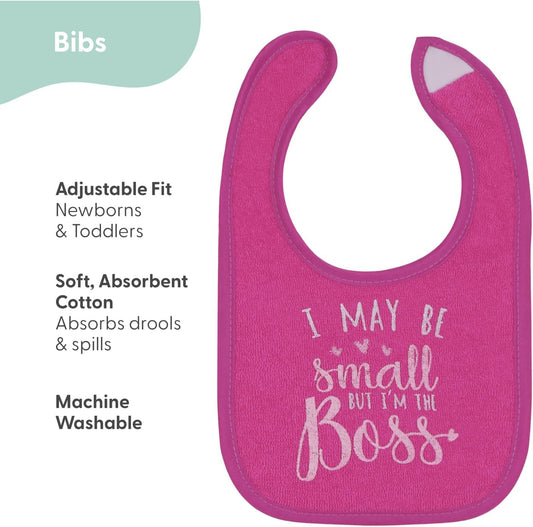 The Peanutshell Baby Girl Terry Bib Set of 8-100% Cotton, Soft, Absorbent Baby Bibs, Toddler Girl Set, Newborn & Infant Bib - Pink