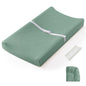 Blissful Diary Muslin Baby Changing Pad with Waterproof Lining Foam, Diaper Changing Table Pad with Cover for Dressers (Monstera, Avocado)