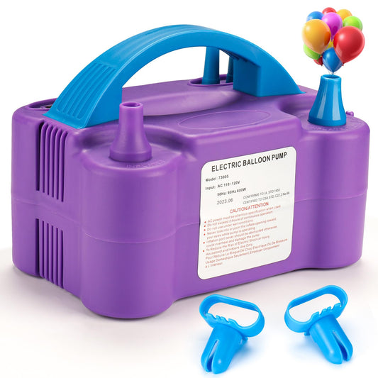 Balloon Pump Electric, Portable Automatic Dual Nozzle Inflator 110V 600W with Tying Tools for Birthday Gender Reveal Baby Shower Balloons Party Decorations