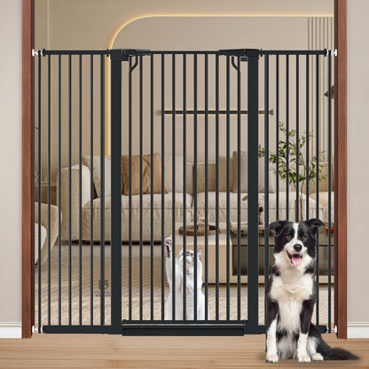 Fairy Baby 51.18" Extra Tall Cat Gate for Doorway, 29.5"-40.5" Extra Wide Pet Gate Dog Barrier Indoor for Cats Dogs, Kid Puppy Dog Gate No Jumping Over & No Climb, Metal Child Safety Proof Gate, Black