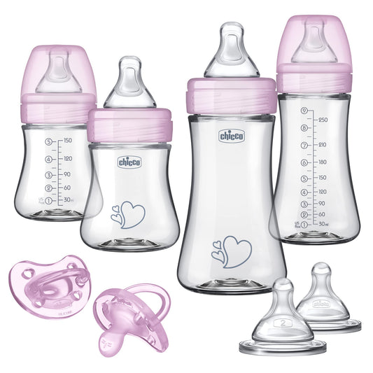 Chicco Duo 5oz. Hybrid Baby Bottle with Invinci-Glass Inside and Plastic Outside | Dishwasher, Bottle Warmer, and Electric Sterilizer Safe | Intui-Latch Nipple | Clear/Grey, 2pk