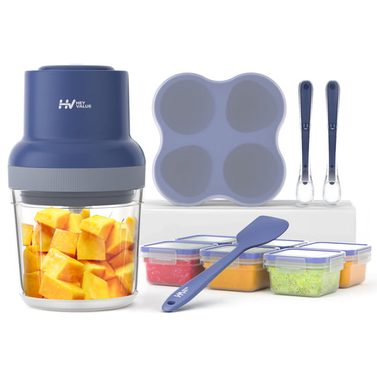HEYVALUE Baby Food Maker, 13-in-1 Baby Food Puree Blender for Baby Food, Fruit, Vegatable, Meat, with Food Containers, Baby Food Processor Freezer Tray, Silicone Spoons, Silicone Spatula(Light Green)